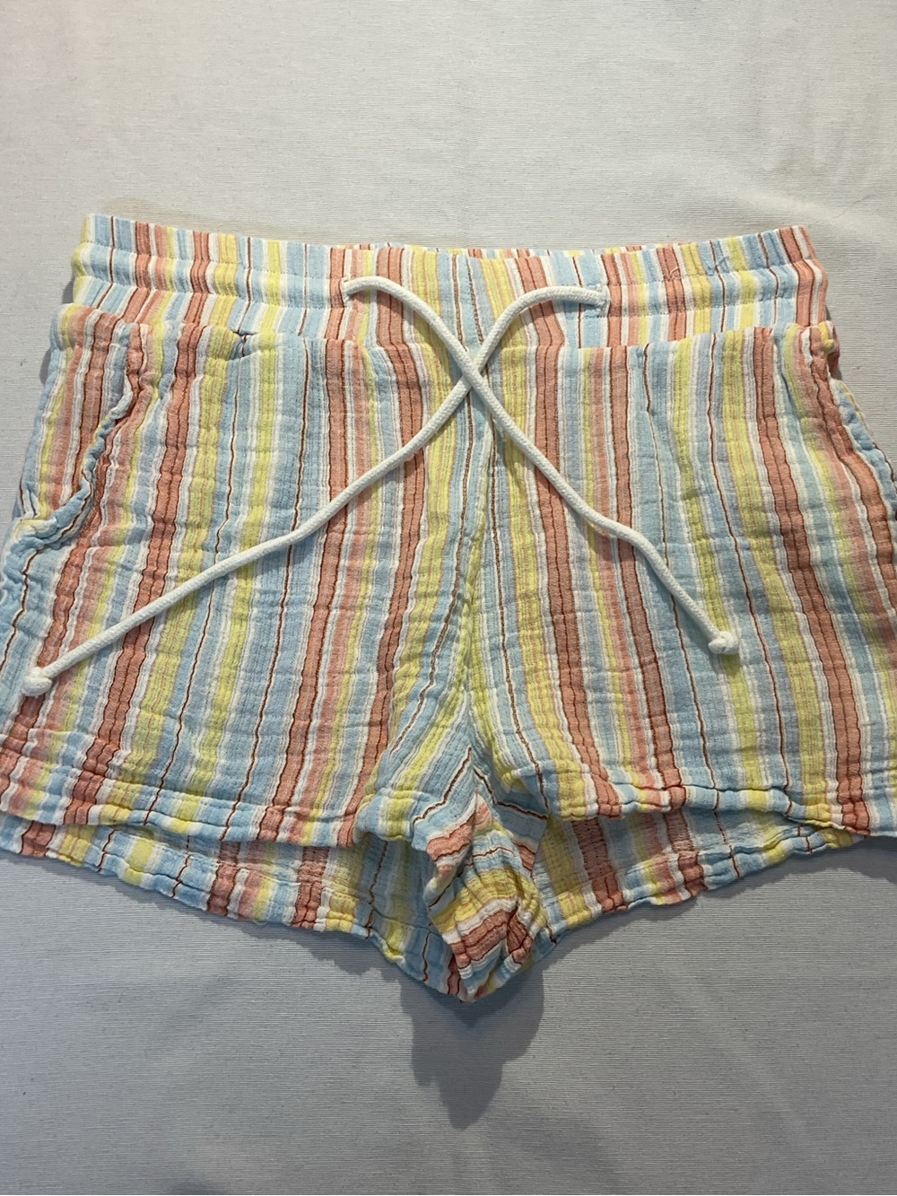 BillaBong Day Tripper Striped Shorts Size S/P Drawstring Pockets Linen Cotton